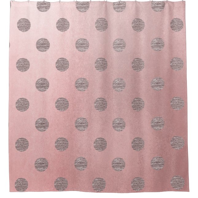 Rose Gold Pink Shine Glam Polka Dots Modern Chic Shower Curtain (Front)
