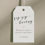 Rose Gold Pink Sip Sip Hooray Bridal Shower Favour Gift Tags<br><div class="desc">Custom-designed bridal shower favour tags featuring "sip sip hooray" elegant rose gold pink design. Personalise with thank you message and date. Perfect for mini wine bottles,  weddings favours,  and more.</div>