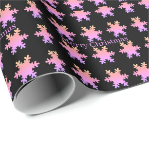 Rose Gold Pink Snowflake Patterns Merry Christmas Wrapping Paper