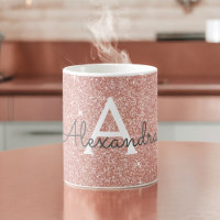 Rose Gold - Pink Sparkle Glitter Monogram Name