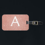 Rose Gold Pink Sparkle Glitter Monogram Name Luggage Tag<br><div class="desc">Rose Gold - Blush Pink Sparkle Glitter Monogram Name and Initial Luggage Tag. This bag tag is perfect for Back to School, Work, or Travelling. The Blush Pink Luggage Tag also makes a great party favour for weddings, birthdays, bridal showers, honeymoons or for a bachelorette party. Please contact the designer...</div>