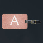 Rose Gold Pink Sparkle Glitter Monogram Name Luggage Tag<br><div class="desc">Rose Gold - Blush Pink Sparkle Glitter Monogram Name and Initial Luggage Tag. This bag tag is perfect for Back to School, Work, or Travelling. The Blush Pink Luggage Tag also makes a great party favour for weddings, birthdays, bridal showers, honeymoons or for a bachelorette party. Please contact the designer...</div>