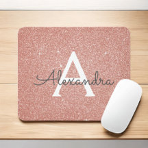 Rose Gold - Pink Sparkle Glitter Monogram Name