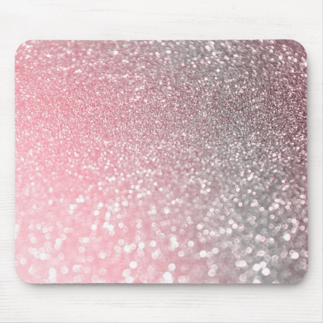 Rose Gold Pink Sparkle Luxury Trendy Glitter Mouse Pad (Front)