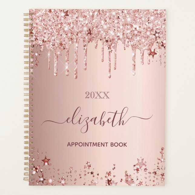 Rose gold pink stars 2025 planner (Front)