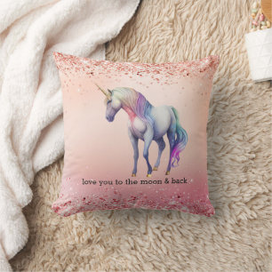 Rose Gold Pink Unicorn Sparkle Cushion