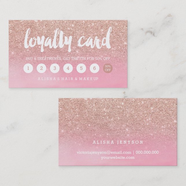 Rose gold pink watercolor typography loyalty (Front/Back)