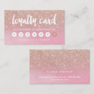 Rose gold pink watercolor typography loyalty card