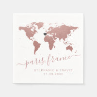 Rose Gold Pink World Map Travel Theme