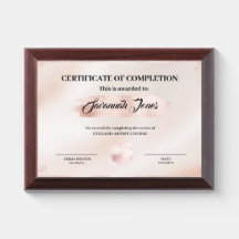 Rose Gold Plaque, Pink diploma, Pink Certificate