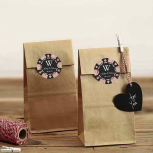 Rose Gold Poker Chip Casino Wedding Party Favour Classic Round Sticker