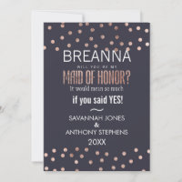 Rose Gold Polka Dots and Navy Blue Maid of Honour