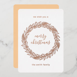 Rose Gold Pressed Wreath Merry Christmas Foil Holi