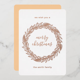 Rose Gold Pressed Wreath Merry Christmas Foil Holi
