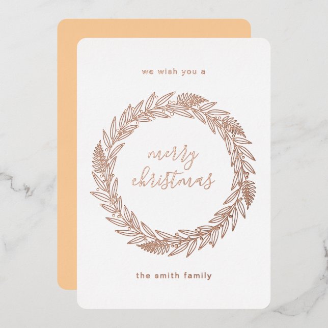 Rose Gold Pressed Wreath Merry Christmas Foil Holi (Front/Back)
