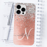 Rose Gold Pretty Girly Silver Glitter Sparkly Case-Mate iPhone 14 Pro Max Case<br><div class="desc">Easily personalise this trendy chic phone case design featuring pretty silver sparkling glitter on a rose gold brushed metallic background.</div>