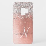 Rose Gold Pretty Girly Silver Glitter Sparkly Case-Mate Samsung Galaxy S9 Case<br><div class="desc">Easily personalise this trendy chic phone case design featuring pretty silver sparkling glitter on a rose gold brushed metallic background.</div>