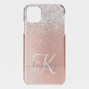 Rose Gold Pretty Girly Silver Glitter Sparkly iPhone 11 Case