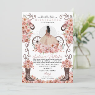 Rose Gold Princess Dress & Boots Quinceañera Invitation