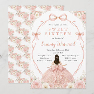 Rose Gold Princess Sweet Sixteen Party Invitation