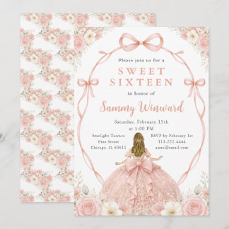 Rose Gold Princess Sweet Sixteen Party Invitation