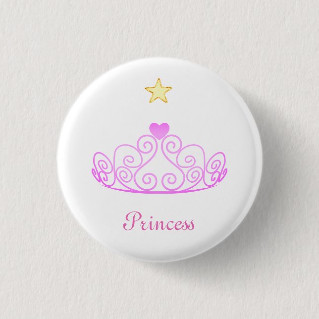 Rose gold Princess tiara, star & calligraphy 3 Cm Round Badge (Front)