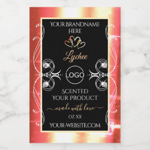Rose Gold Product Labels Diamonds Black with Logo