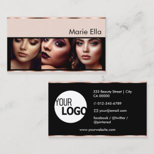 Rose Gold Product Labels with Logo Photos Clean Business Card