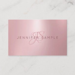 Rose Gold Professional Monogram Modern Simple Business Card