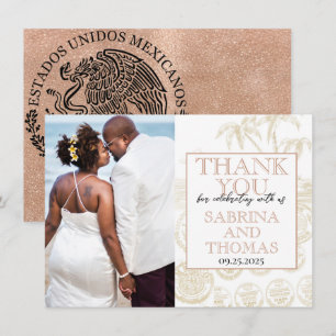 Rose Gold Puerta Vallarta Wedding Photo Thank You Card