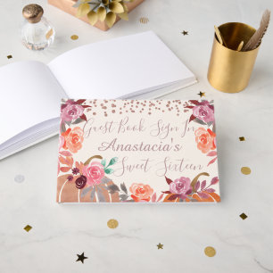 Rose Gold Pumpkin Sweet 16 or Custom Boho Guest Book