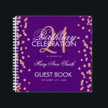 Rose Gold Purple 21st Birthday Guestbook Confetti Notebook<br><div class="desc">An elegant 21st Birthday Party Guest Book template with Rose Gold Glitter Confetti on Purple design and easy to customise text.</div>