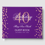 Rose Gold Purple 40th Birthday Party Confetti Guest Book<br><div class="desc">Elegant 40th Birthday Party Rose Gold Glitter Confetti Purple template.</div>