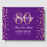 Rose Gold Purple 80th Birthday Glitter Confetti Guest Book<br><div class="desc">Elegant 80th Birthday Party Rose Gold Glitter Confetti Purple template.</div>