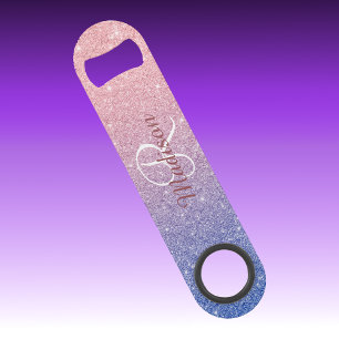 Rose Gold Purple Glitter Ombre Monogram Stylish