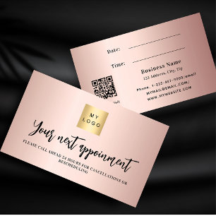 Rose gold QR code business logo appointment card
