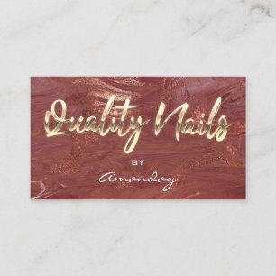 Rose Gold Quality Nail Script QR Code Logo Business Card