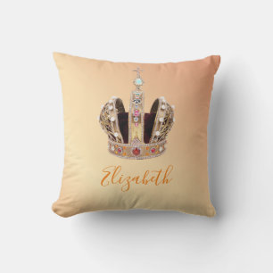 Rose gold queen princess tiara name cushion