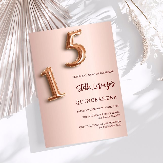 Rose gold Quinceanera luxury Invitation (Creator Uploaded)