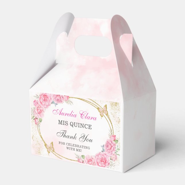 Rose Gold Quinceanera Miss Quince 15 Anos Birthday Favour Box (Front Side)