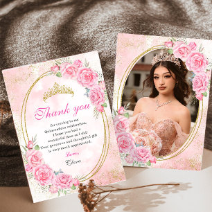 Rose Gold Quinceanera Miss Quince 15 Anos Birthday Thank You Card