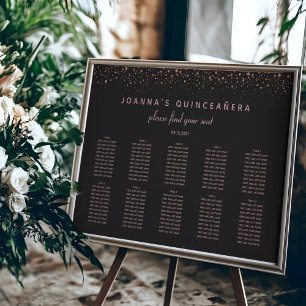 Rose Gold Quinceañera Seating Chart 10 Tables