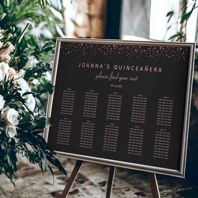 Rose Gold Quinceañera Seating Chart | 10 Tables (Creator Uploaded)
