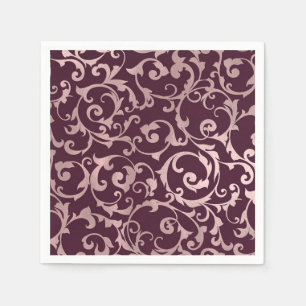Rose Gold Raspberry Wine Modern Elegant Wedding Napkin