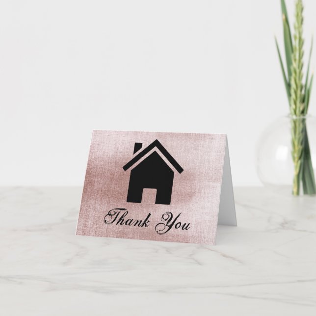 Rose Gold Real Estate Thank You Card (Front)