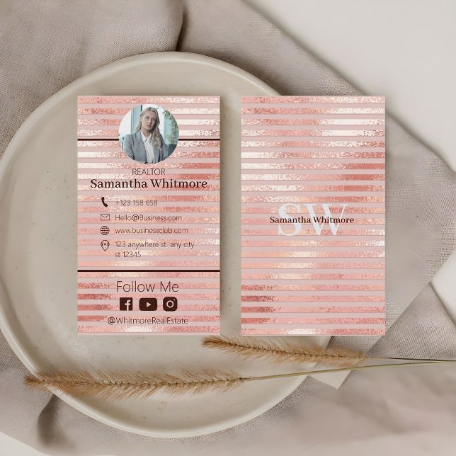 Rose Gold Realtor Modern Real Estate Business Card (Creator Uploaded)