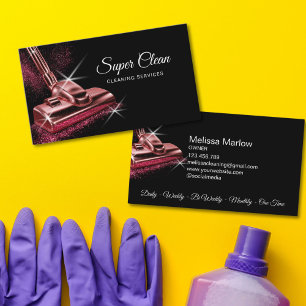 Rose Gold Residential Commercial House Cleaning Business Card