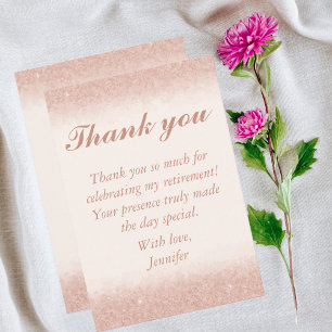 Rose gold Retirement Party  Thank You Card