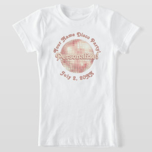 Rose Gold Retro Disco Ball PERSONALIZED T-Shirt
