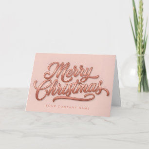 Rose Gold Retro Script Merry Christmas Holiday Card